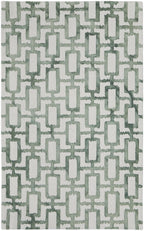 HomeRoots 511101 10 x 13 ft. Wool Geometric Tufted Handmade Area Rug Ivory & Green