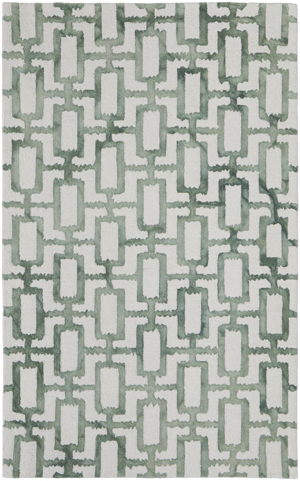 HomeRoots 511101 10 x 13 ft. Wool Geometric Tufted Handmade Area Rug Ivory & Green