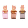 Vctitil Toothbrush Holder WallMounted Suction Cup Cute Bear Storage Cup Plastic Toothpaste Rack Free Punch Toothbrush Cup Rack 