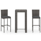 vidaXL Patio Bar Set 3 Piece, Bistro Set for Outdoor Porch Yard, Bar Stool with Cushions, Bistro Table, Farmhouse Modern Style, Poly Rattan Gray