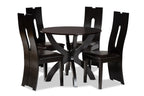 Baxton Studio Ronda Dark Brown Faux Leather Wood 5-Piece Dining Set