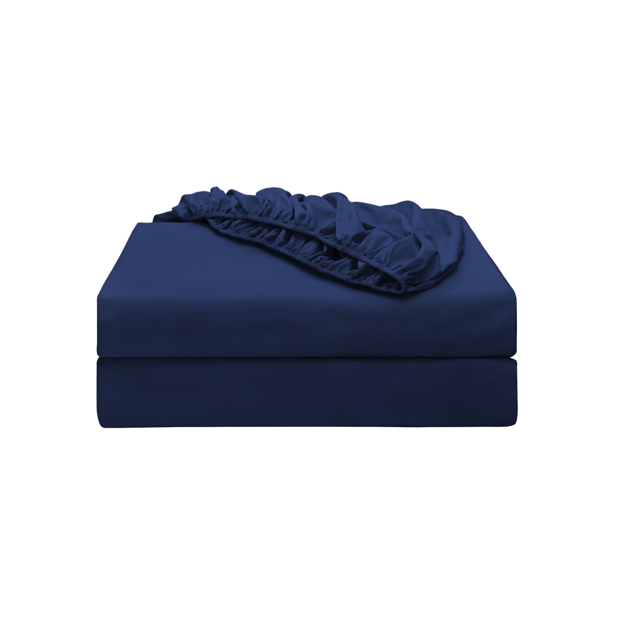 2-Pack Pure Cotton Fitted Sheet Queen Size, 600 Thread Count 16'' Deep Pocket Egyptian Cotton Fitted Sheet (2Pcs, Queen, Navy Bl