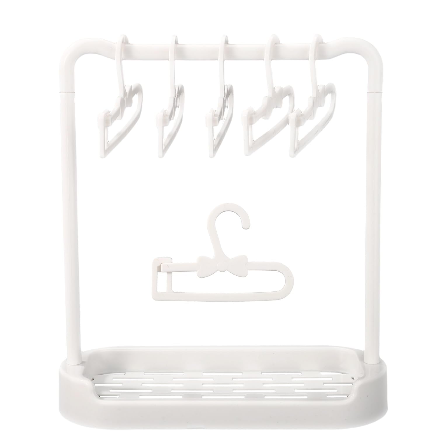 Doll Clothes Hanger Set, Mini White Garment Racks for Small Dolls Dress Up Shelf Storage Garment Closet Furniture Accessories fo