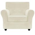 Znsayotx Luxury Velvet Chair Slipcovers With Arm 2 Piece Stretch Chair Covers For Living Room Thick Soft Armchair Slipcover Anti Slip Pet Friendly Furniture Protector (Beige),32'-46'(1 Cushion)