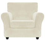 Znsayotx Luxury Velvet Chair Slipcovers With Arm 2 Piece Stretch Chair Covers For Living Room Thick Soft Armchair Slipcover Anti Slip Pet Friendly Furniture Protector (Beige),32'-46'(1 Cushion)