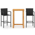vidaXL Patio Bar Set 3 Piece Garden Outdoor Terrace Wooden Pub Bistro Table and Chair Seating Seat Sitting Chair Stool Furniture Black