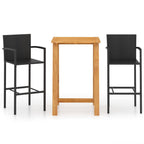 vidaXL Patio Bar Set 3 Piece Garden Outdoor Terrace Wooden Pub Bistro Table and Chair Seating Seat Sitting Chair Stool Furniture Black
