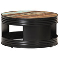 vidaXL Industrial Coffee Table, Solid Reclaimed Wood, Black Iron Frame, Unique Multi-Color Finish, No Assembly Required, Round D