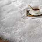 Orinova White Round Rugs 6.6Ft Large Faux Sheepskin Washable Fur Area Rugs For Living Room Circle Shag Rugs For Bedroom Boho Nur