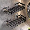 Wall Mounted Bathroom Shelf Rack, Black, Set Of 2