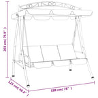 Vidaxl Green Garden Swing Bench With Canopy And Convertible Bed - Durable Oxford Fabric And Powder-Coated Steel Outdoor Furniture