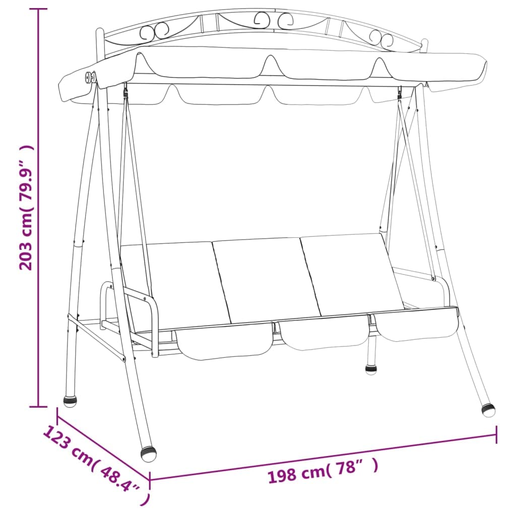 Vidaxl Green Garden Swing Bench With Canopy And Convertible Bed - Durable Oxford Fabric And Powder-Coated Steel Outdoor Furniture