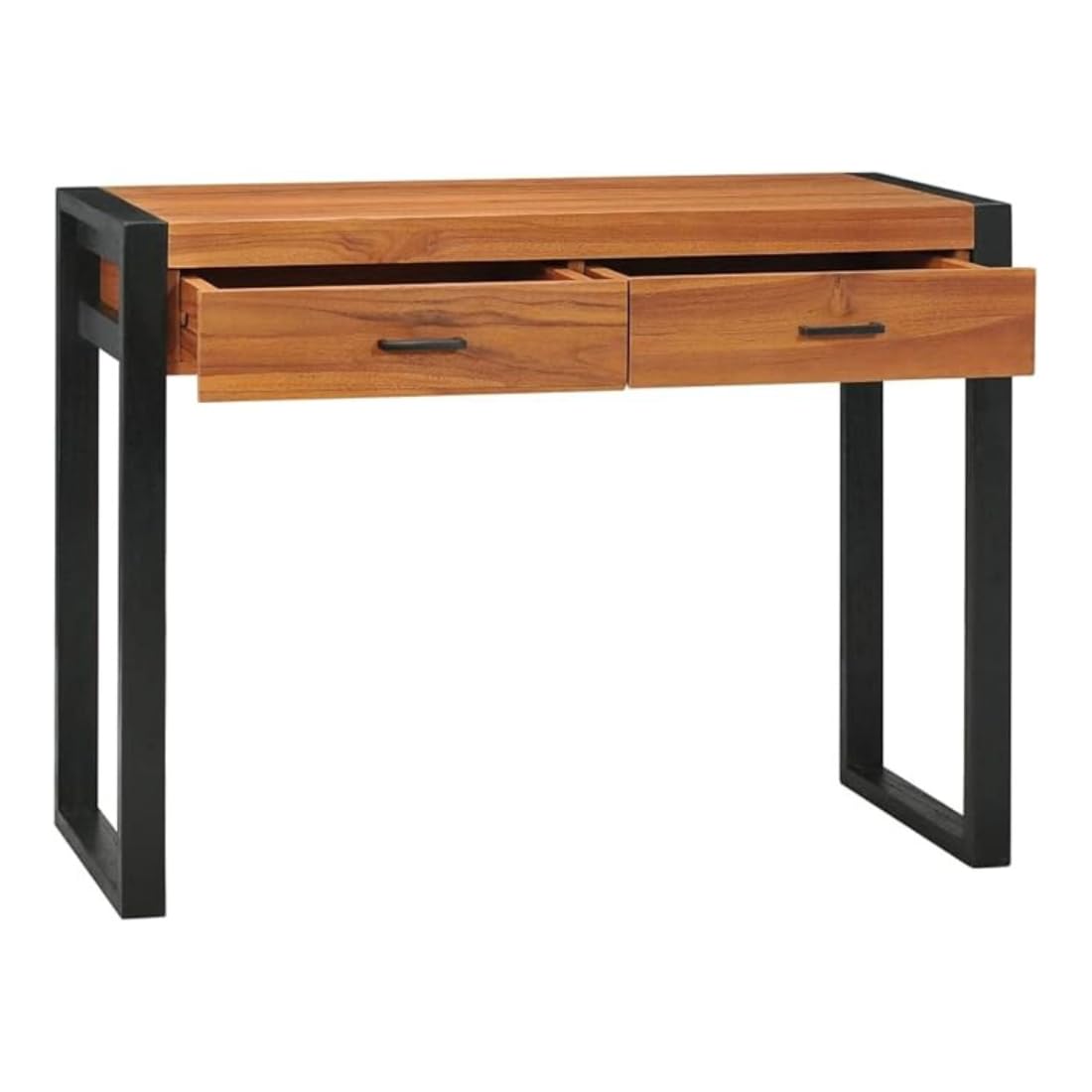 Wooden Expert Desk With 2 Drawers 90X40X75 Cm Teak Wood Home Office Furniture Workstation