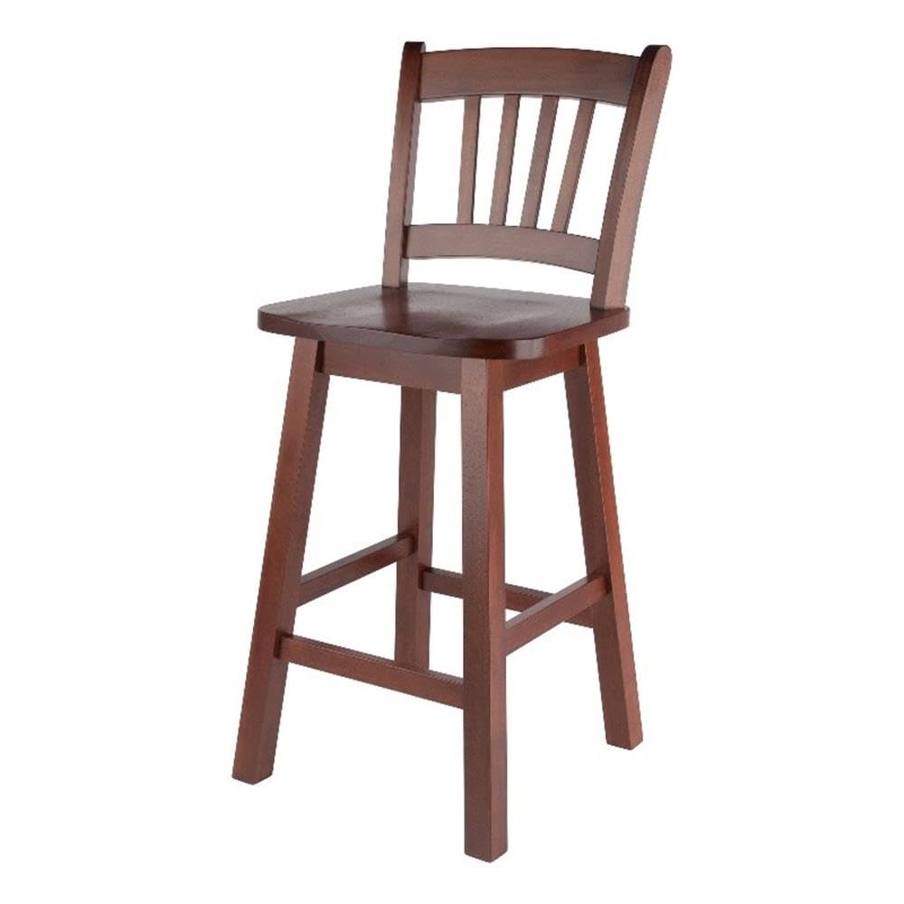 Casafoyer Fina Swivel Seat Counter Stool  24 Inch  Solid Wood, Walnut Finish ( Pack Of 2 )