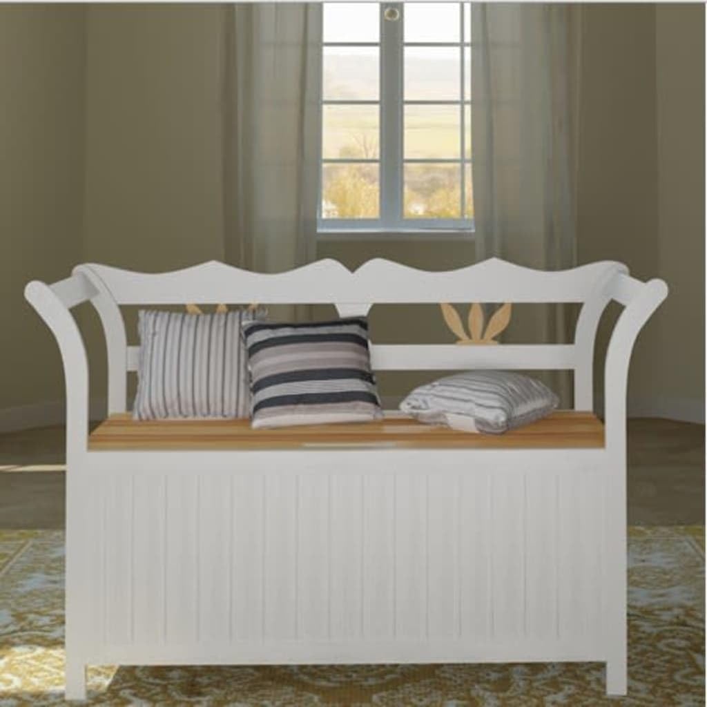 vidaXL Storage Bench 49.6"x16.5"x29.5" Wood White