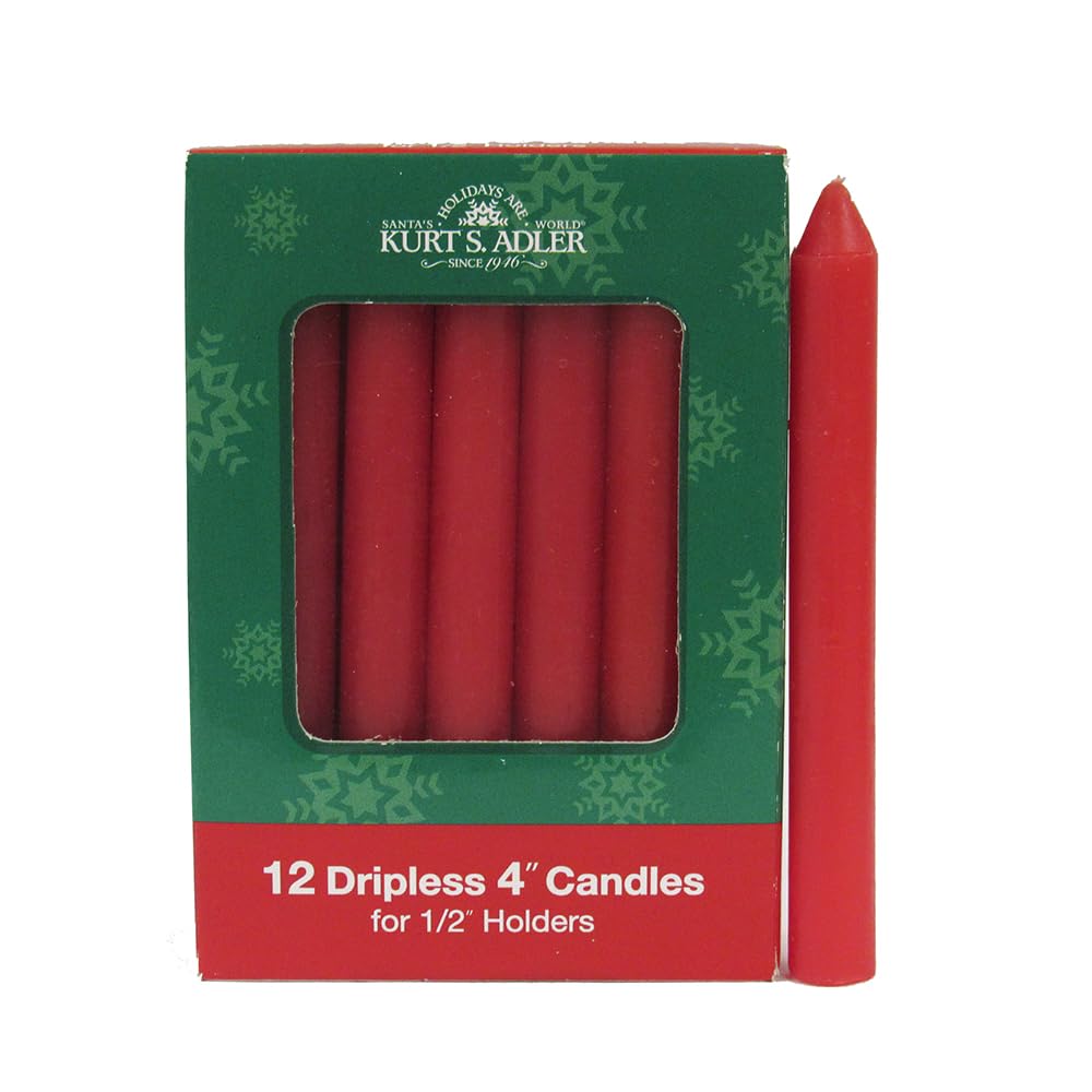 Kurt S. Adler Kurt Adler 4-Inch Red Dripless, 12-Piece Set Candle, 4in, Count