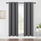 Nicetown Bedroom Blackout Draperies Panels, Three Pass Microfiber Noise Reducing Thermal Insulated Solid Ring Top Window Curtain