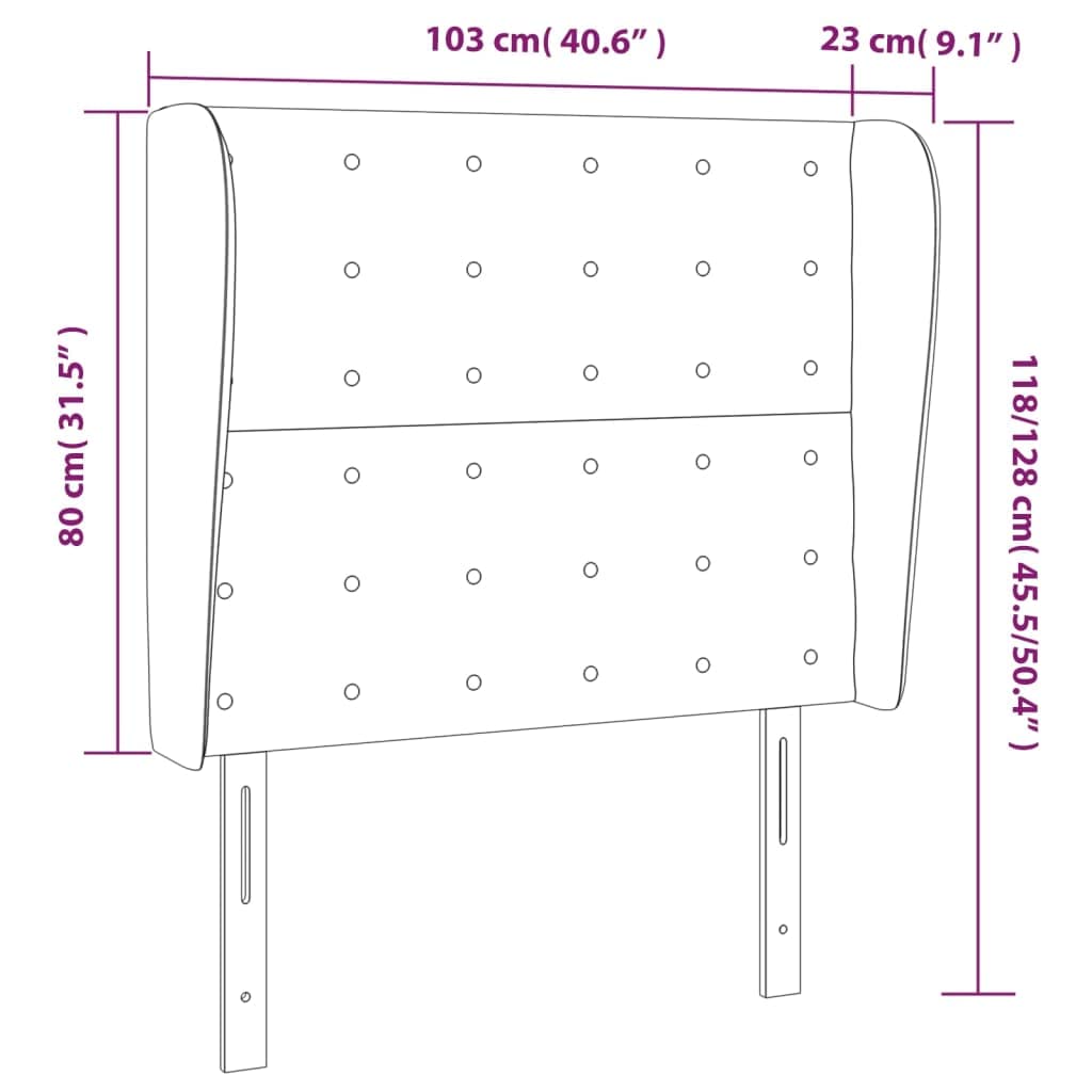 vidaXL Headboard, Upholstered Headboard for Bed Home, Bed Headboard with Ears, Bedroom Furniture, Dark Gray 40.6"x9.1"x46.5"/50.4" Velvet