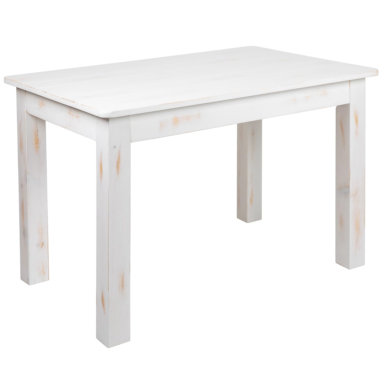 Flash Furniture HERCULES Series 46 x 30 Rectangular Antique Rustic White Solid Pine Farm Dining Table