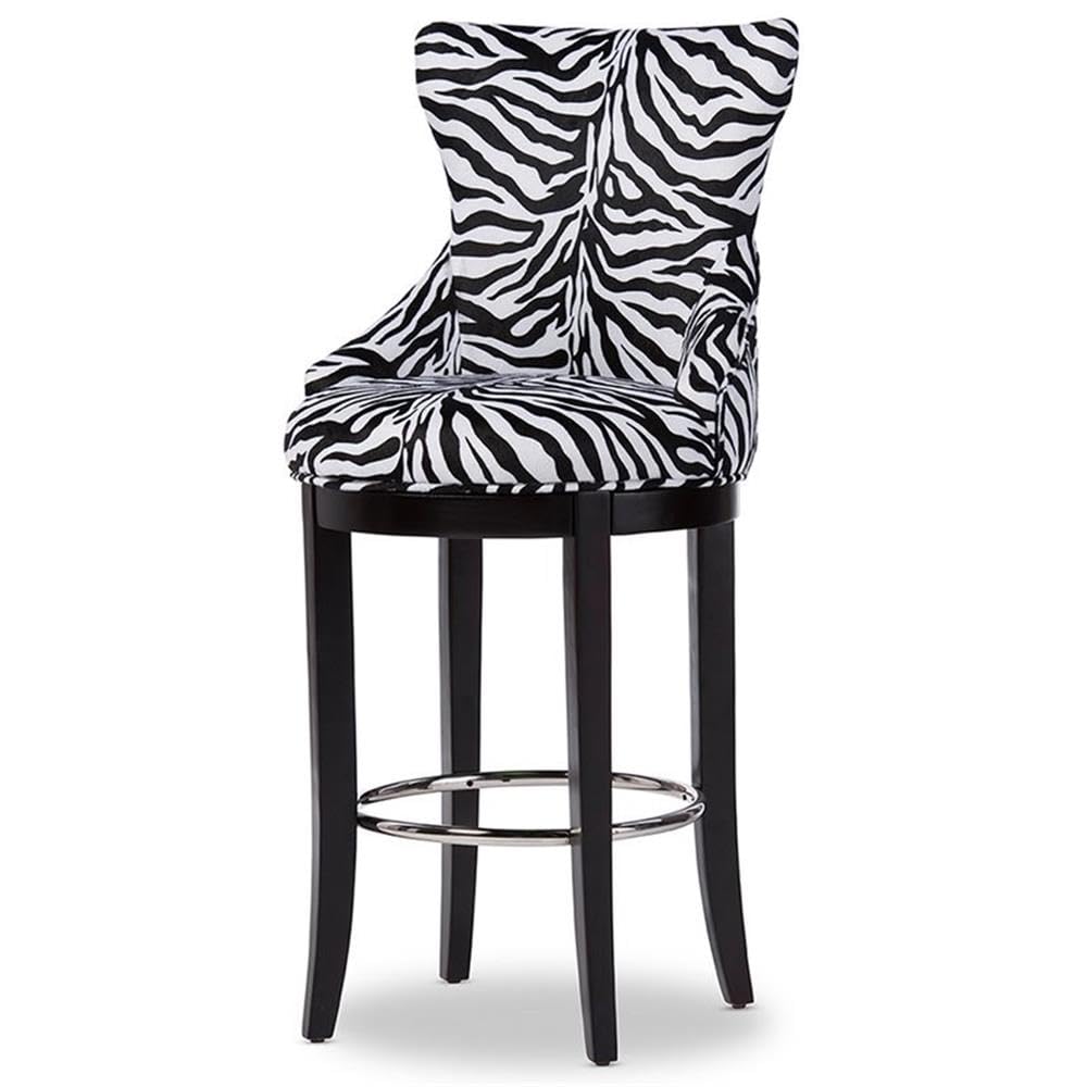 Baxton Studio Peace 30 Inch  Upholstered Bar Stool In Black And White
