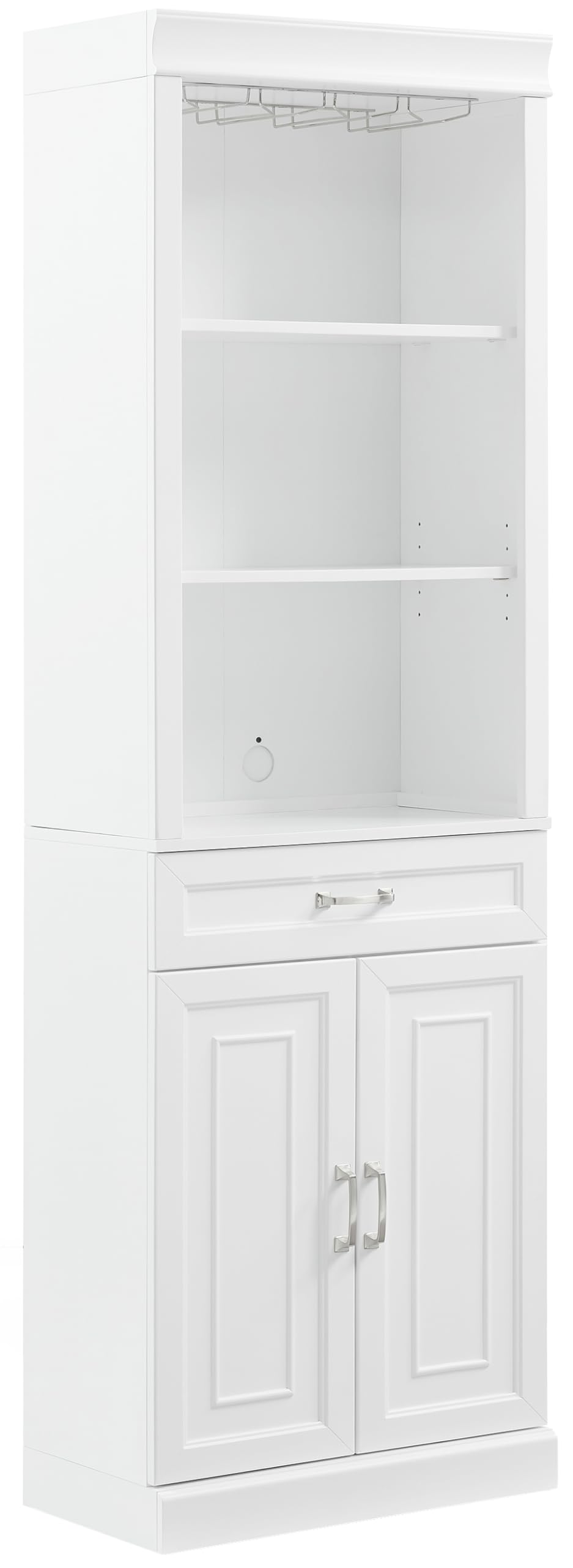 Crosley Furniture Stanton Wine, Liquor, Coffee Bar Cabinet with Storage Shelves and Drawers, White
