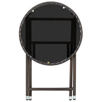 vidaXL Tea Table Garden Outdoor Home Indoor Balcony with UV Protection Coffee Tea Table Furniture Brown Poly Rattan and Tempered Glass