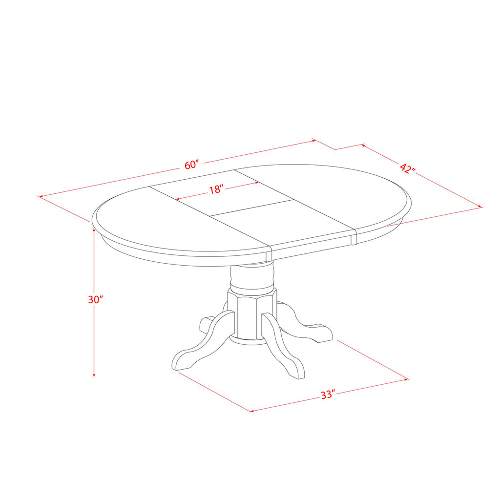 East West Furniture Avon7-Blk-Lc 7 Pc Dining Room Set-Oval Table With Leaf And 6 Dining Chairs