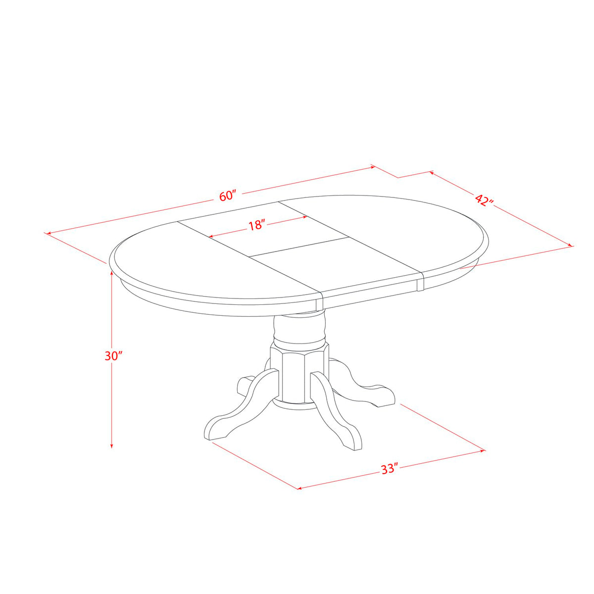 East West Furniture Avon7-Blk-Lc 7 Pc Dining Room Set-Oval Table With Leaf And 6 Dining Chairs