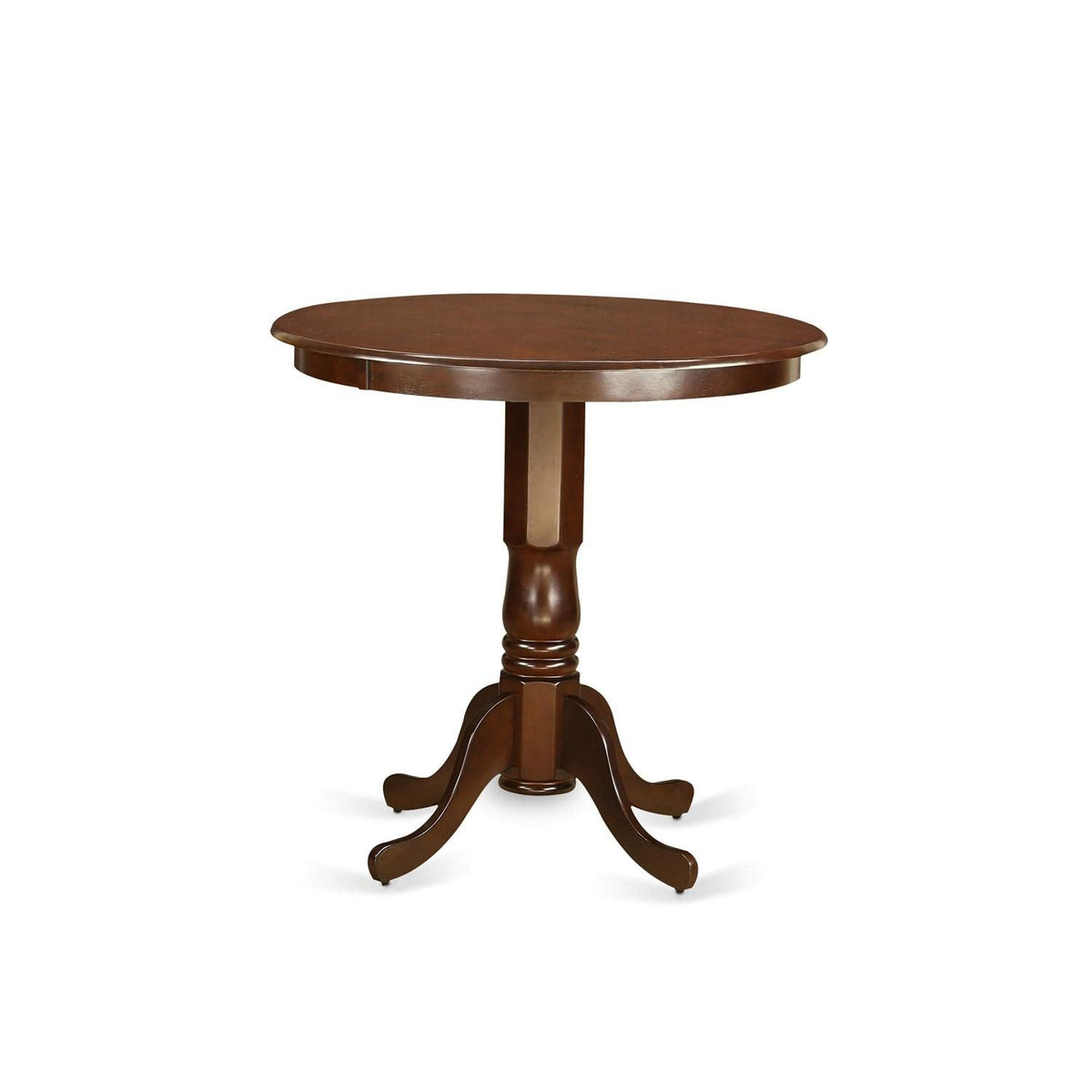 East West Furniture Jackson Counter Height Dining Round Dinner Table Top with Pedestal Base, 36x36 Inch, Mahogany