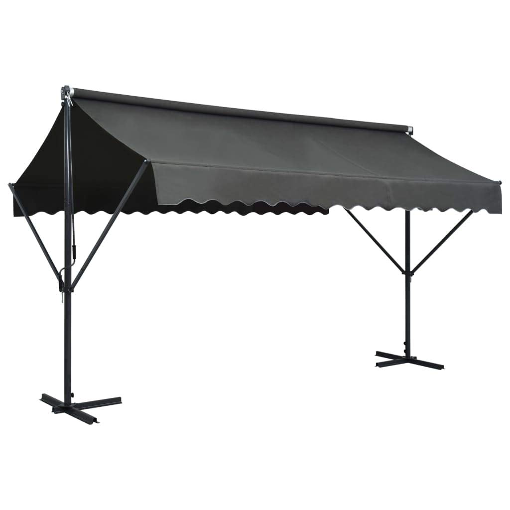 vidaXL Free Standing Awning Blue and White 236.2x118.1inch Fabric and Steel