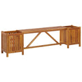 vidaXL Patio Bench with Integrated Flower Planters, Solid Acacia Wood, Light Oil Finish, WeatherResistant, Ideal for Outdoor Ga
