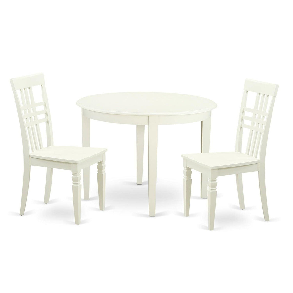 East West Furniture BOLG3-LWH-W 3 Piece Dining Set Contains a Round Kitchen Table and 2 Dining Chairs, 42x42 Inch, Linen White