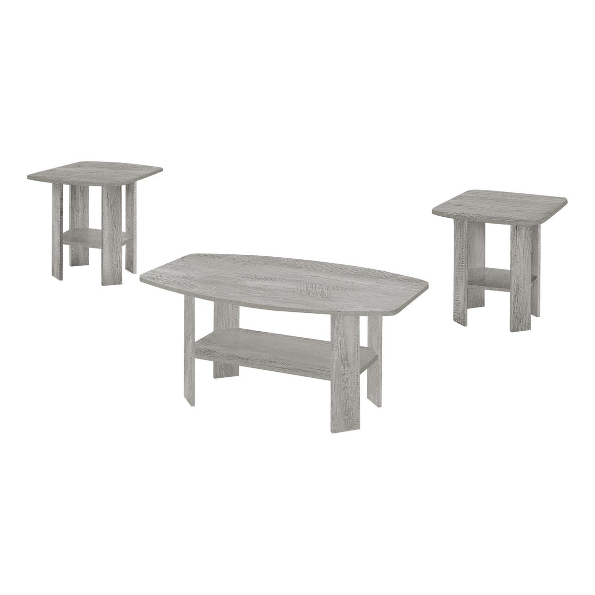 Monarch Specialties 7870P Table, 3Pcs Set, Coffee, End, Side, Accent, Living Room, Laminate, Grey, Transitional Set3Pcs Industr