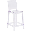 Flash Furniture Emilie Ghost Counter Stool with Square Back in Transparent Crystal