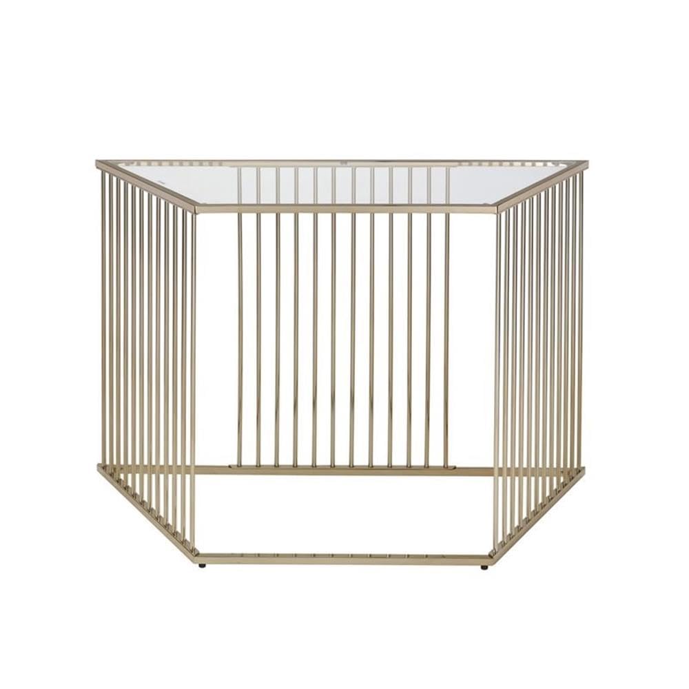 Acme Oaklie Sofa Table in Champagne and Clear Glass