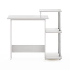Furinno Efficient Home Laptop Notebook Computer Desk with Square Shelves, Side, White Oak/Chrome
