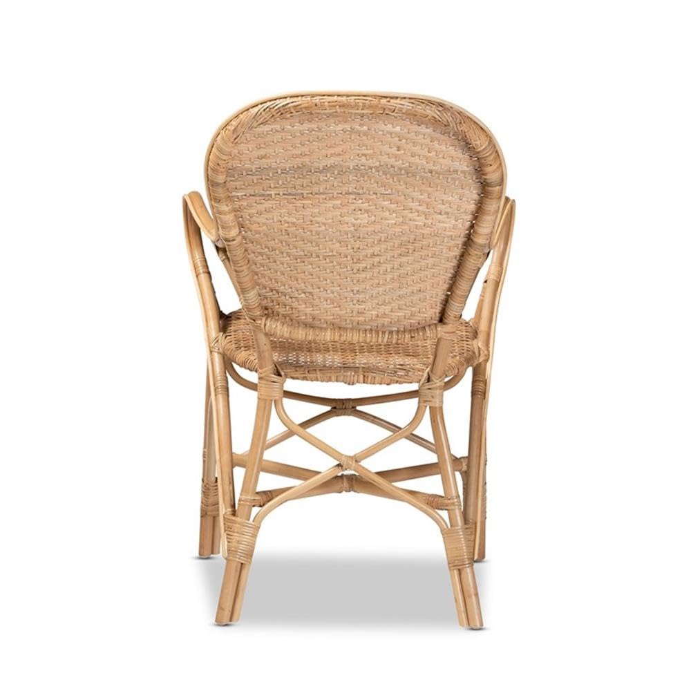 Baxton Studio Genna Moder Brown Finished Rattan Dining Chair