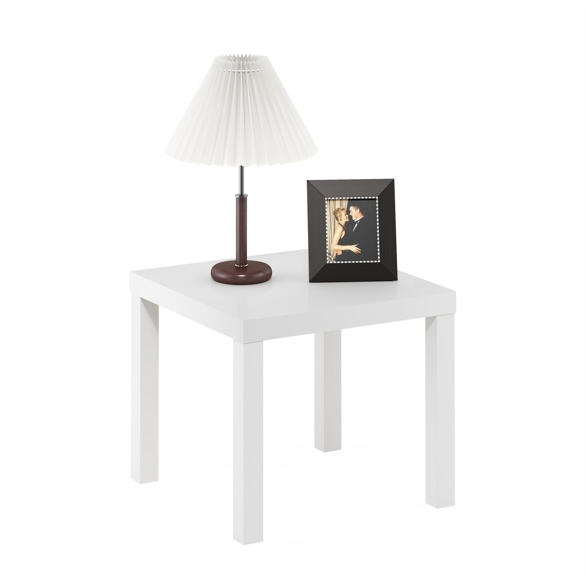 Furinno Classic Square Parsons Side End Table, 1-Pack, White
