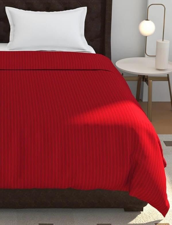 Goldzen Glace Cotton Satin Stripes Single Ac Comforter Ii Blanket Ii Duvet For Single Bed With 1 Flat Bedsheet And 1 Pillow Cove