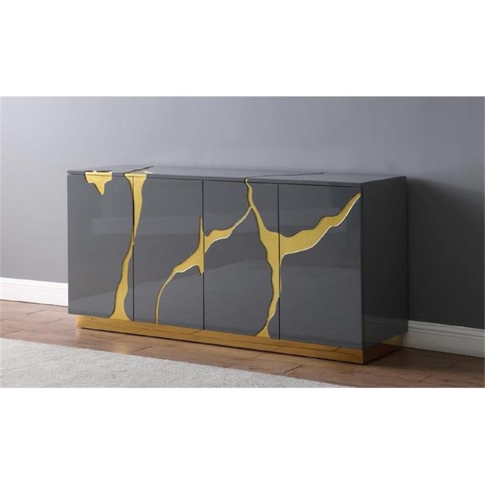 Best Master Furniture Taylor Sideboard/Buffet Engineered Wood Grey 66" L x 18" W x 32" H