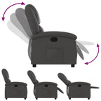 vidaXL Manual Recliner Chair for Living Room, Adjustable Recliner with Padded Seat & Backrest, Home Theater Seating with Side Pocket, Gray Real Leather
