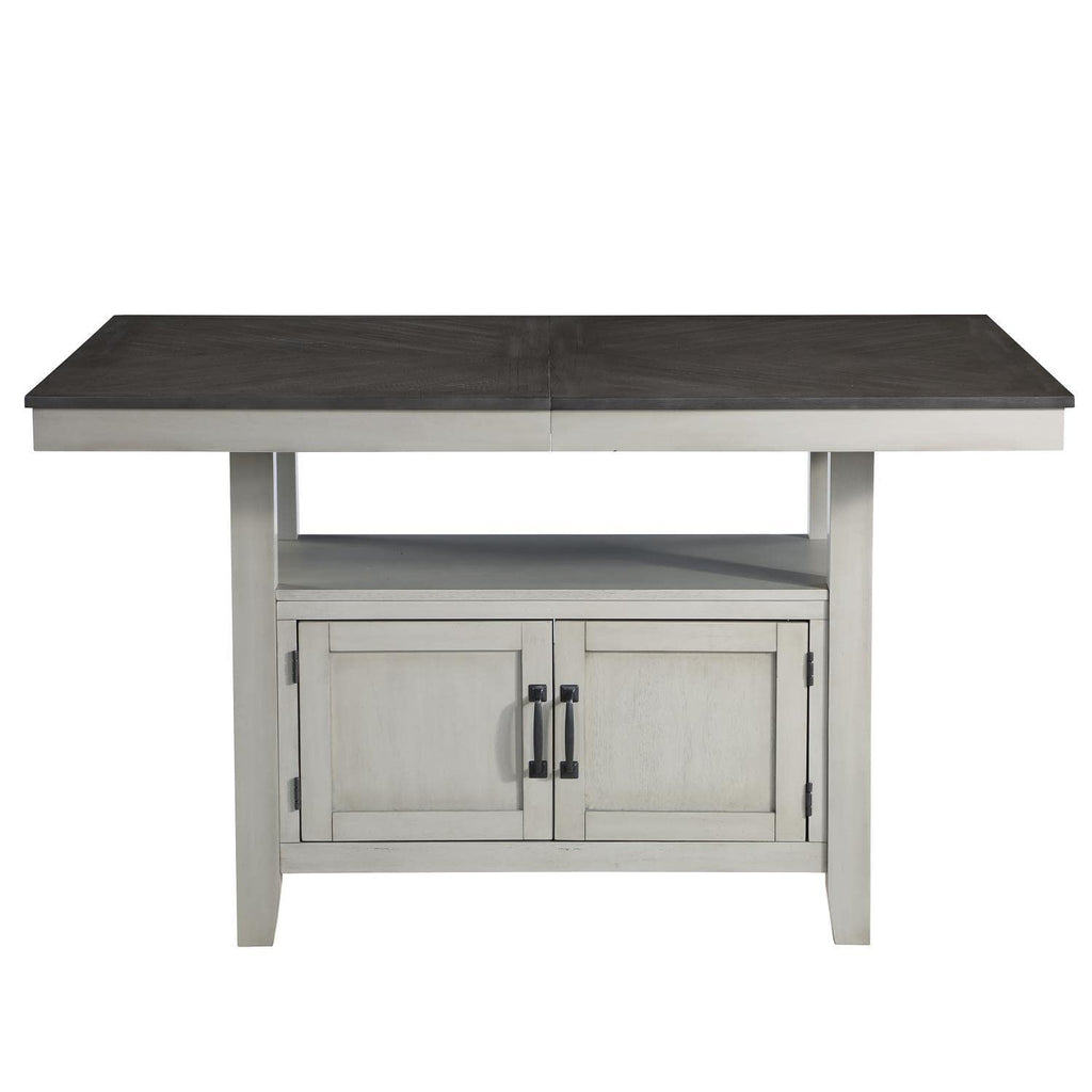 Steve Silver Furniture Hyland 7pc Rectangular Dining Set w/Server, 60 to 80-Inch Table w/ 20-Inch Leaf, 4 Vegan Leather Chairs, and Vegan Leather Bench, Dining Room, 60" L x 42" W x 36" H, Grey