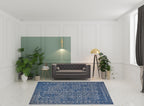 HomeRoots 512522 8 x 10 ft. Blue & Silver Wool Floral Hand Tufted Handmade Distressed Rectangle Area Rug