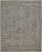 HomeRoots 512528 8 x 10 ft. Gray Taupe & Silver Wool Floral Hand Tufted Handmade Distressed Rectangle Area Rug