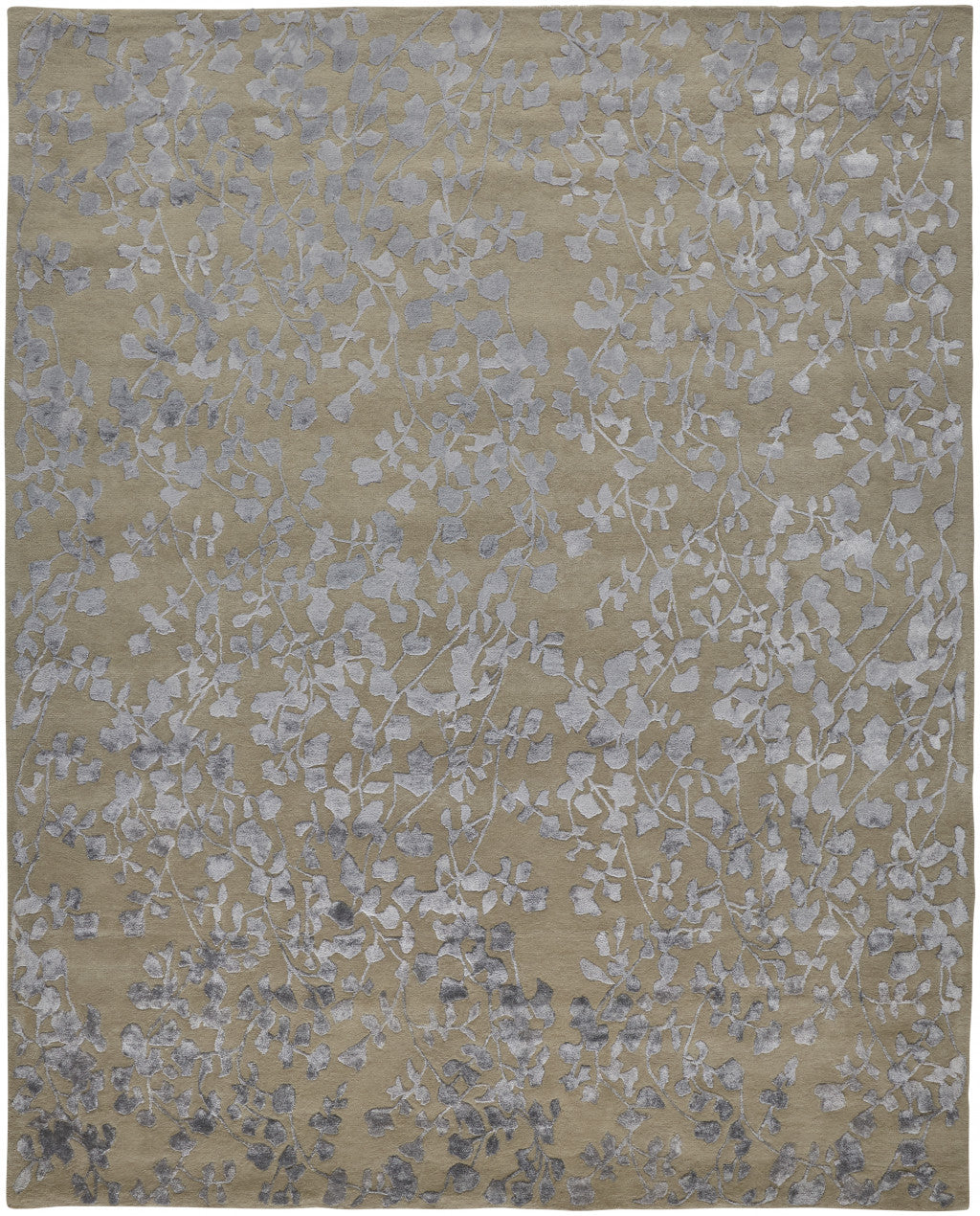 HomeRoots 512552 8 x 10 ft. Tan Silver & Gray Wool Floral Hand Tufted Handmade Rectangle Area Rug