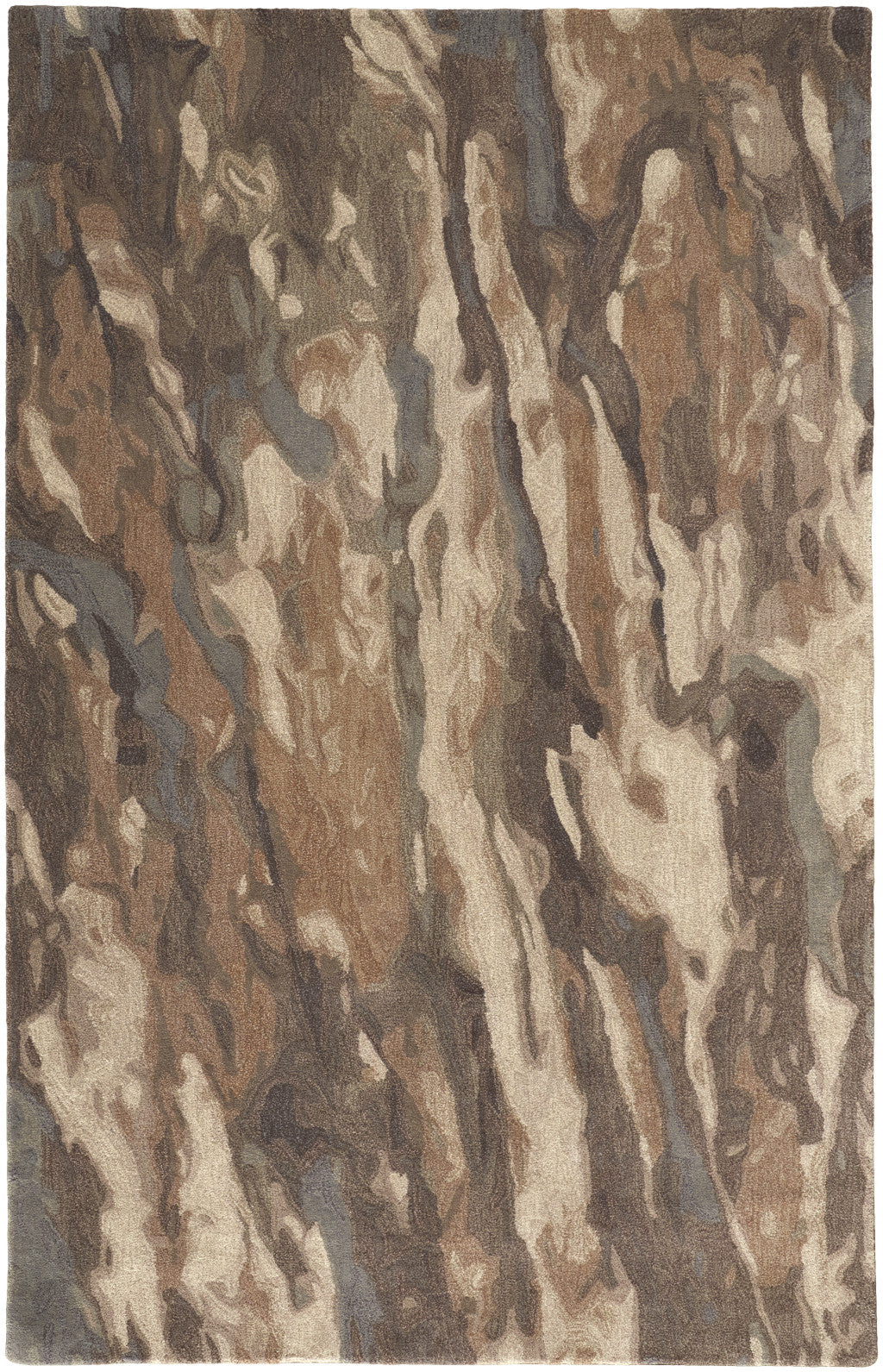 HomeRoots 512732 8 x 10 ft. Brown Gray & Tan Wool Abstract Hand Tufted Handmade Stain Resistant Rectangle Area Rug