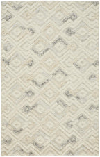 HomeRoots 512762 8 x 10 ft. Gray & Ivory Wool Geometric Hand Tufted Handmade Rectangle Area Rug