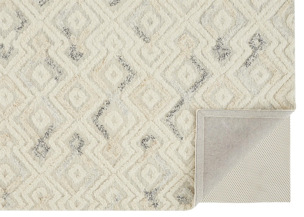 HomeRoots 512762 8 x 10 ft. Gray & Ivory Wool Geometric Hand Tufted Handmade Rectangle Area Rug