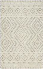 HomeRoots 512798 9 x 12 ft. Ivory & Tan Wool Geometric Hand Tufted Handmade Stain Resistant Rectangle Area Rug