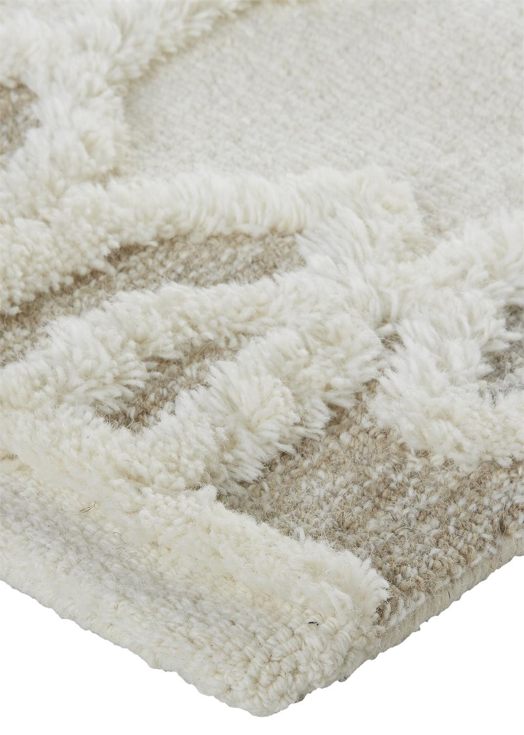 HomeRoots 512804 8 x 10 ft. Ivory Tan & Silver Wool Geometric Hand Tufted Handmade Stain Resistant Rectangle Area Rug